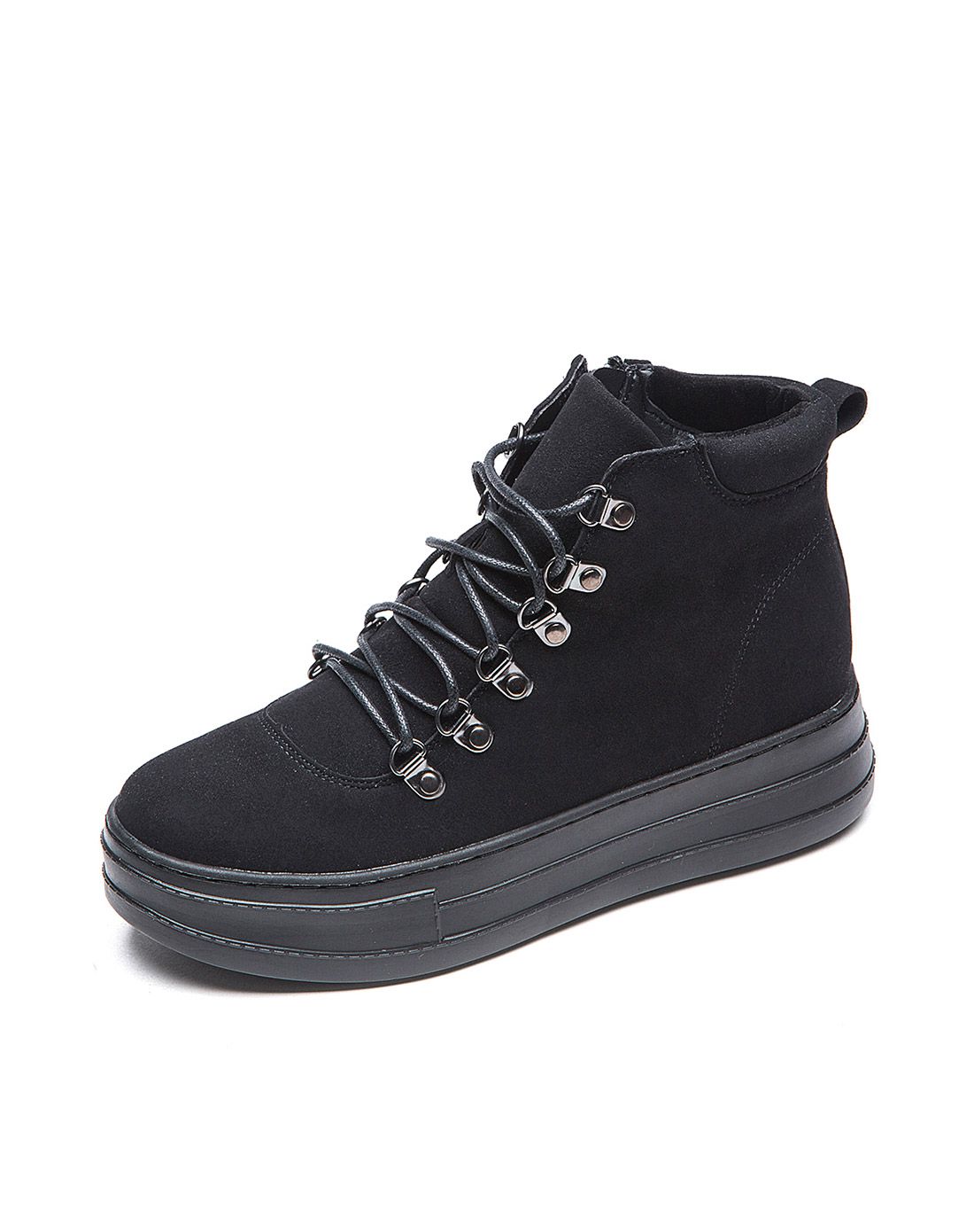 女款卡其增高绑带中帮休闲鞋