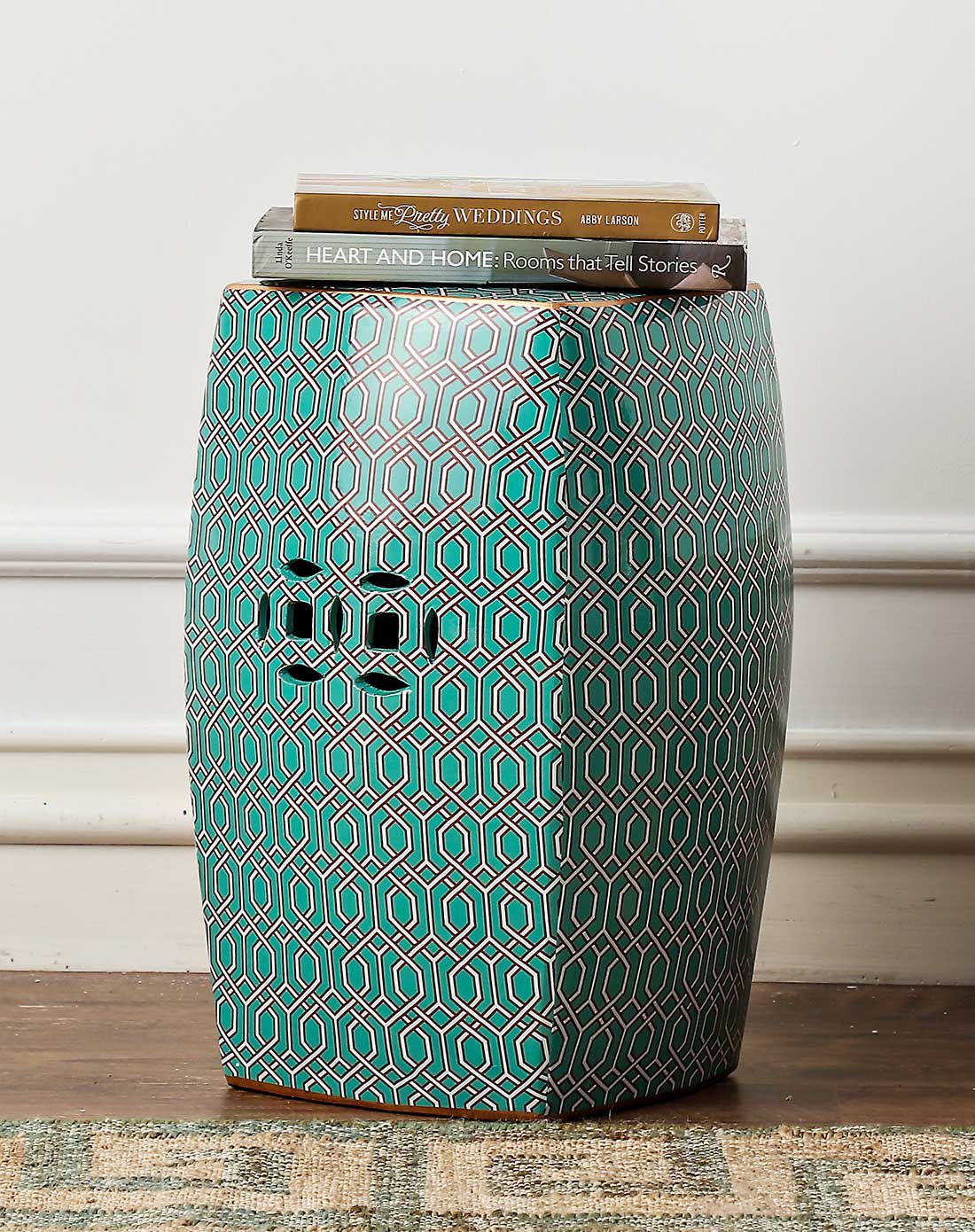 奇居良品create for life家具直发货家居装饰摆件 安汀菱格陶瓷鼓凳