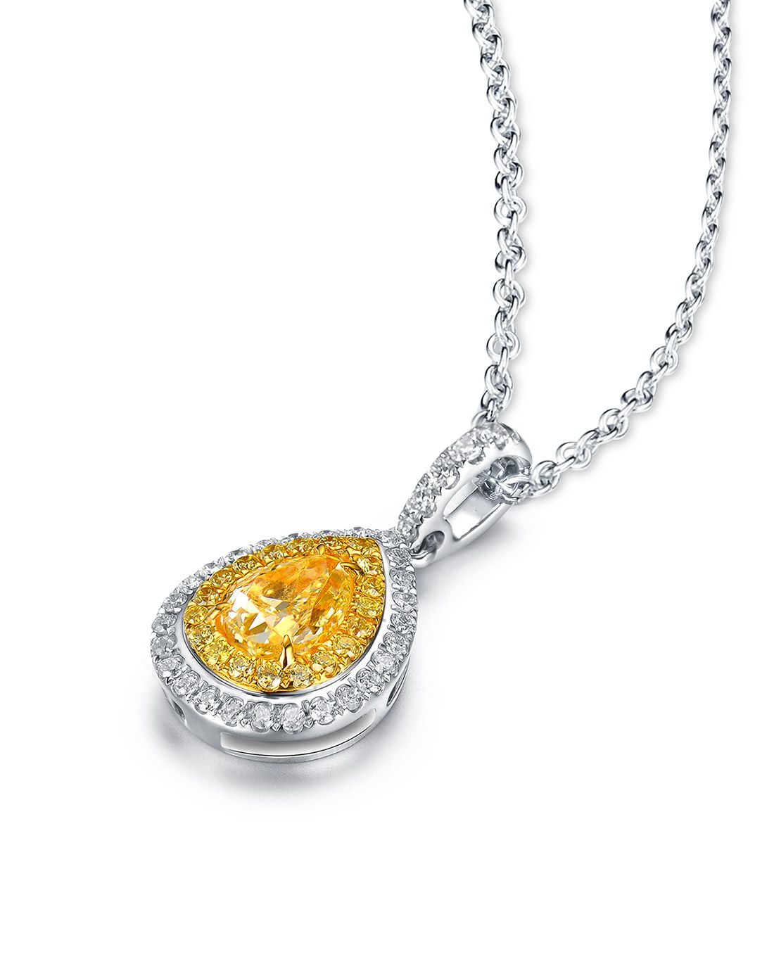 珂兰钻石珠宝专场珂兰 18k金72分群镶黄钻套链klz16120617_唯品会