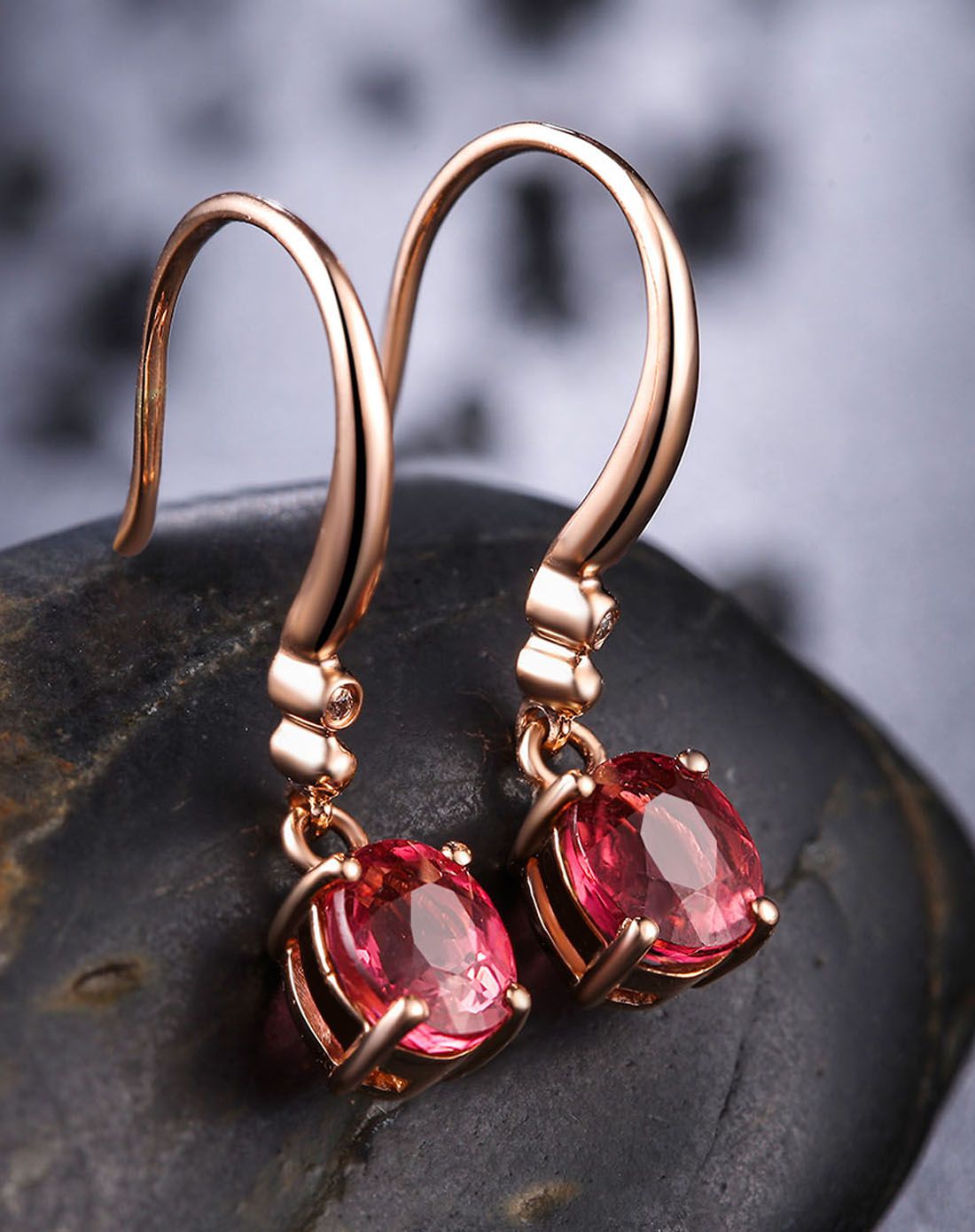 喜钻 新品18k金1.39ct碧玺耳钩