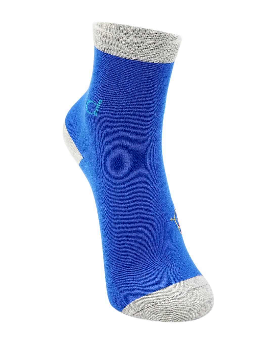 男款深蓝色提花运动袜