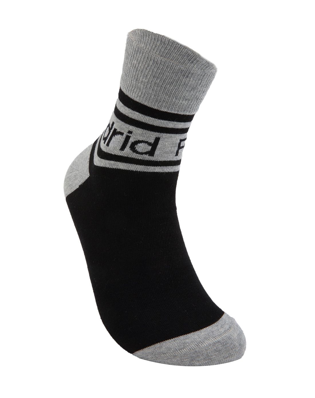 男款深灰色提花运动袜