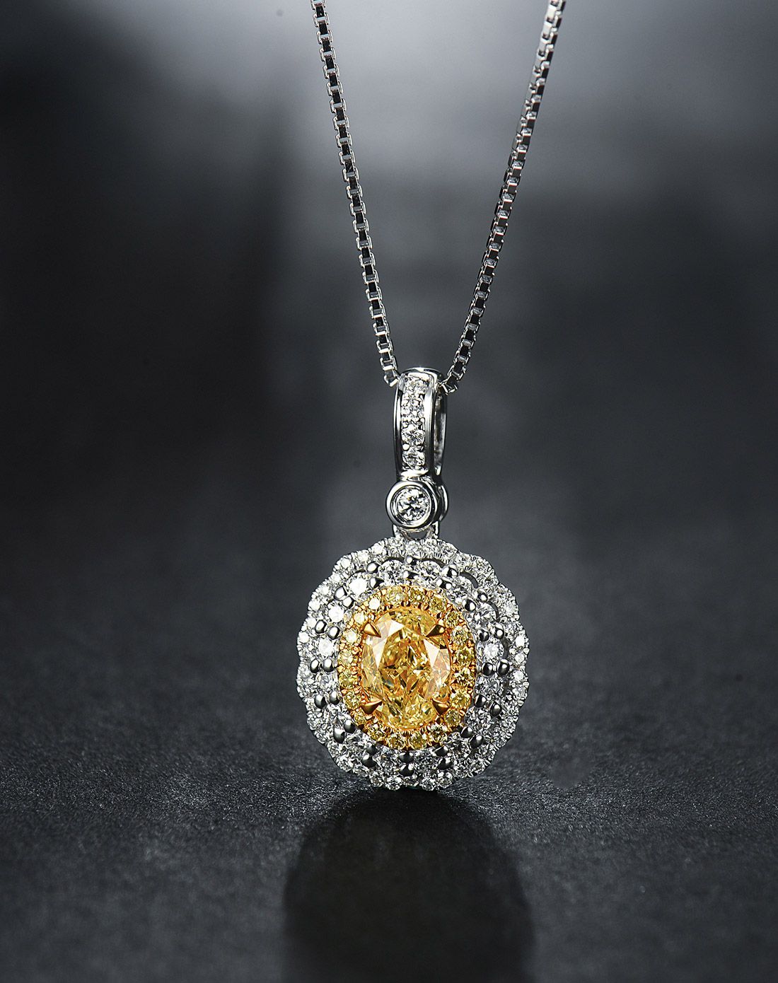 珂兰钻石珠宝专场珂兰 18k金84分群镶黄钻套链klz16120615_唯品会