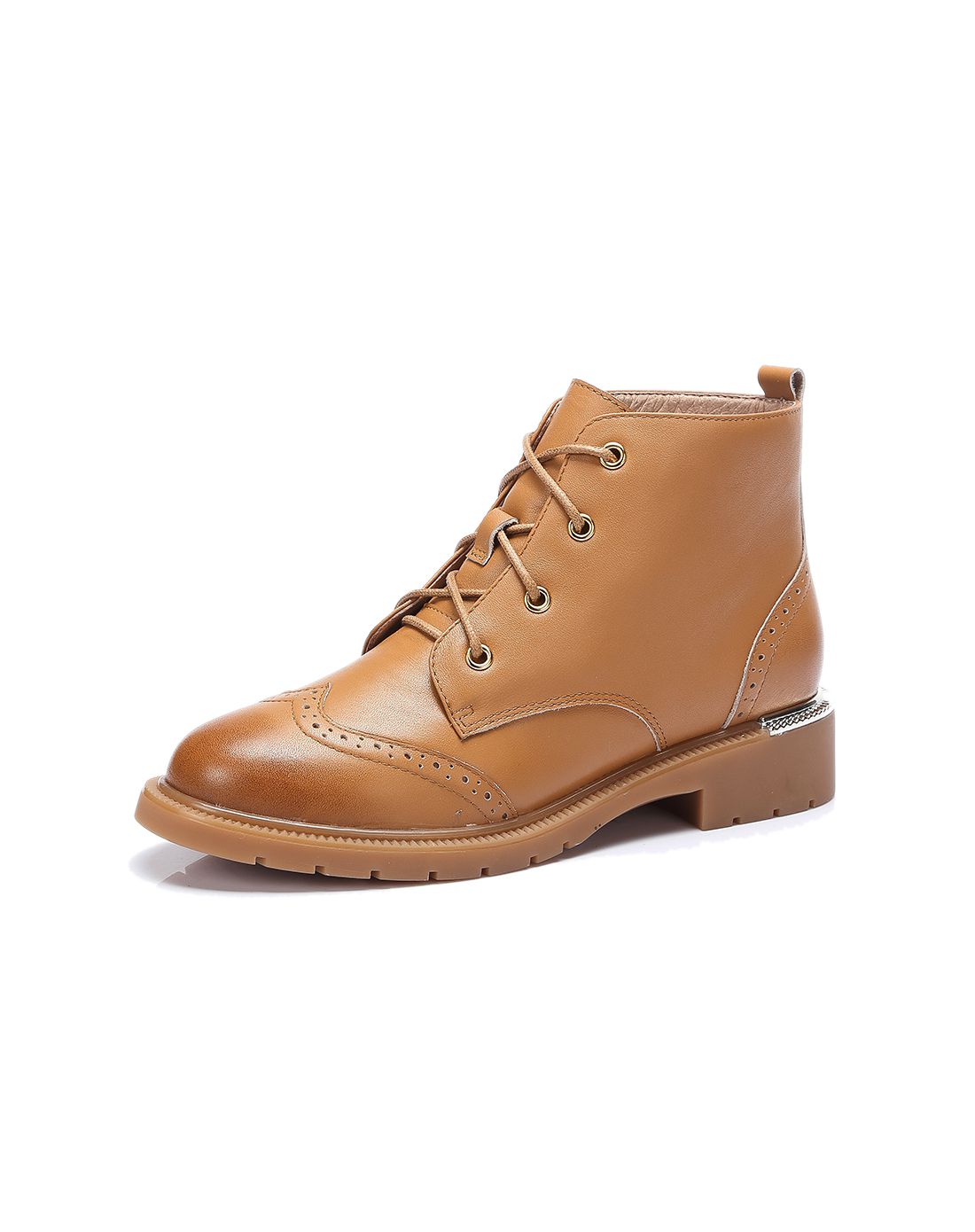 系带英伦风马丁靴驼色