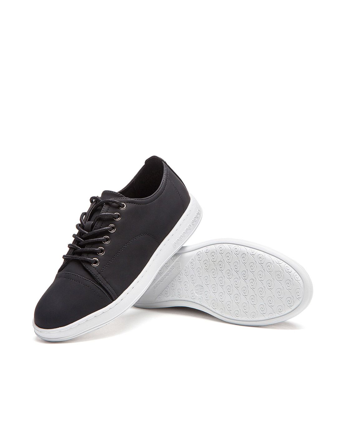 蛋卷鞋quicheshoes女款黑色亮面系带拉链潮流鞋eqs-0498-100_唯品会