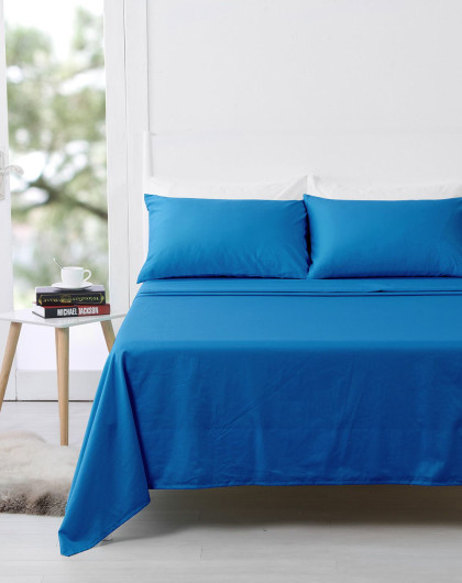 简约素色系列全棉斜纹床单深蓝色