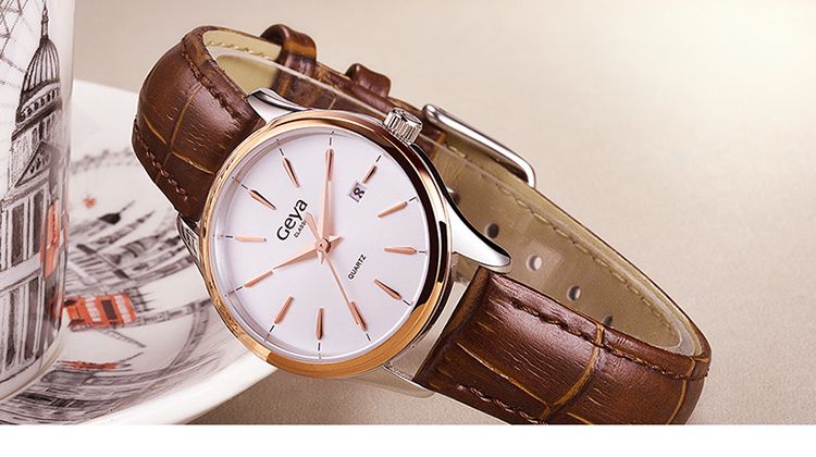 格雅正品新品经典商务简约休闲百搭情侣表手表女防水钢带石英表女表