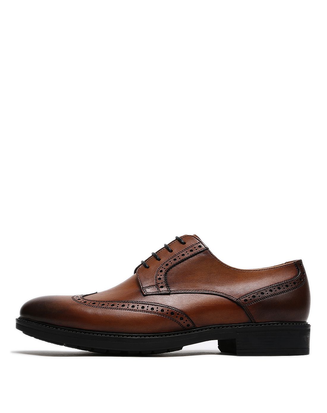 布兰施圆头粒面皮系带布洛克男鞋男士休闲皮鞋男士皮鞋男鞋