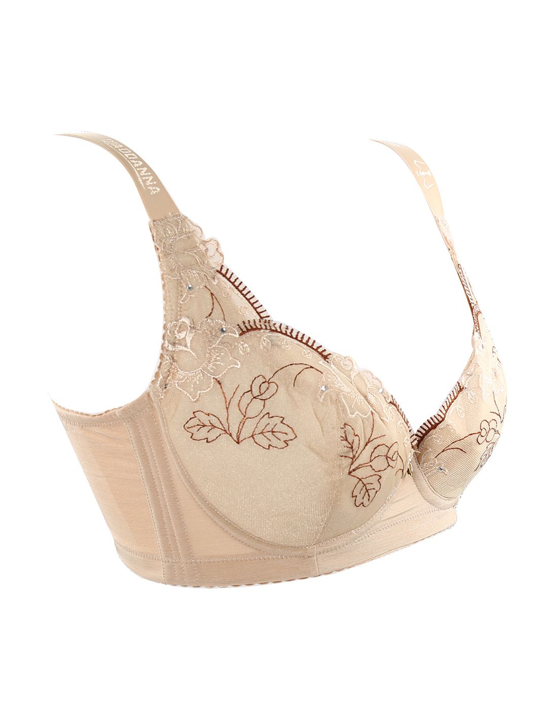 俏丹娜qiaodanna内衣专场浅咖啡全罩杯薄棉杯镶钻调整型文胸q7357420