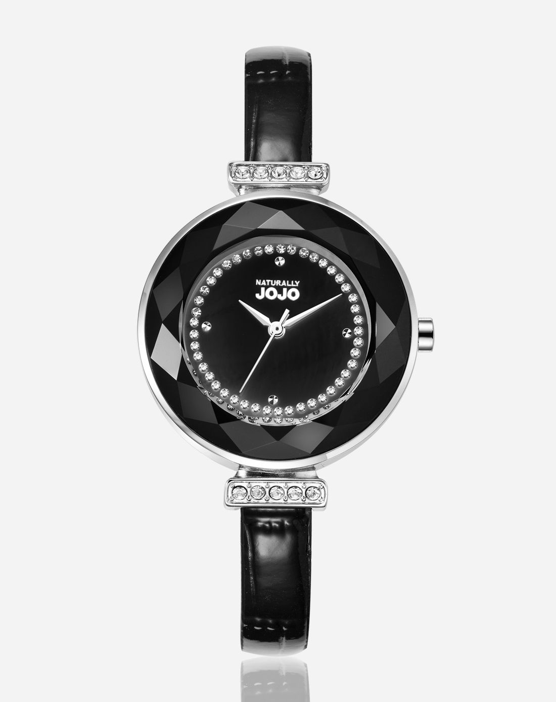 naturally jojo手表专场 shine系列施华洛钻纤细漆皮女表气质金80k