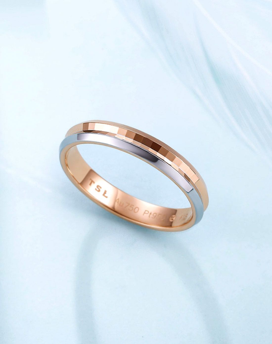 谢瑞麟 18k金配pt铂金工艺情侣戒指男款