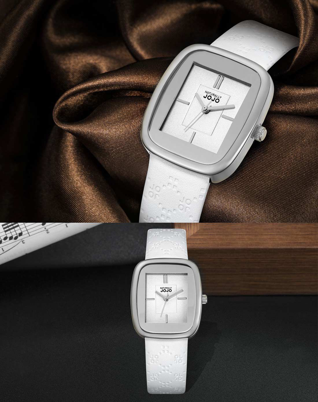 naturally jojo手表特惠专场sweet系列印花皮带石英表白色80fajo9825