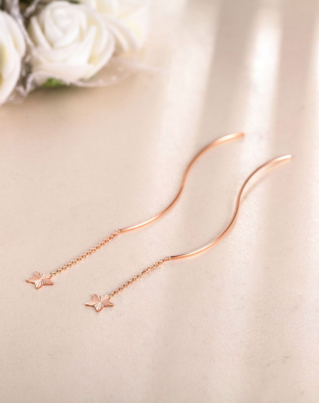 黛慕妮 18k金玫瑰金耳线