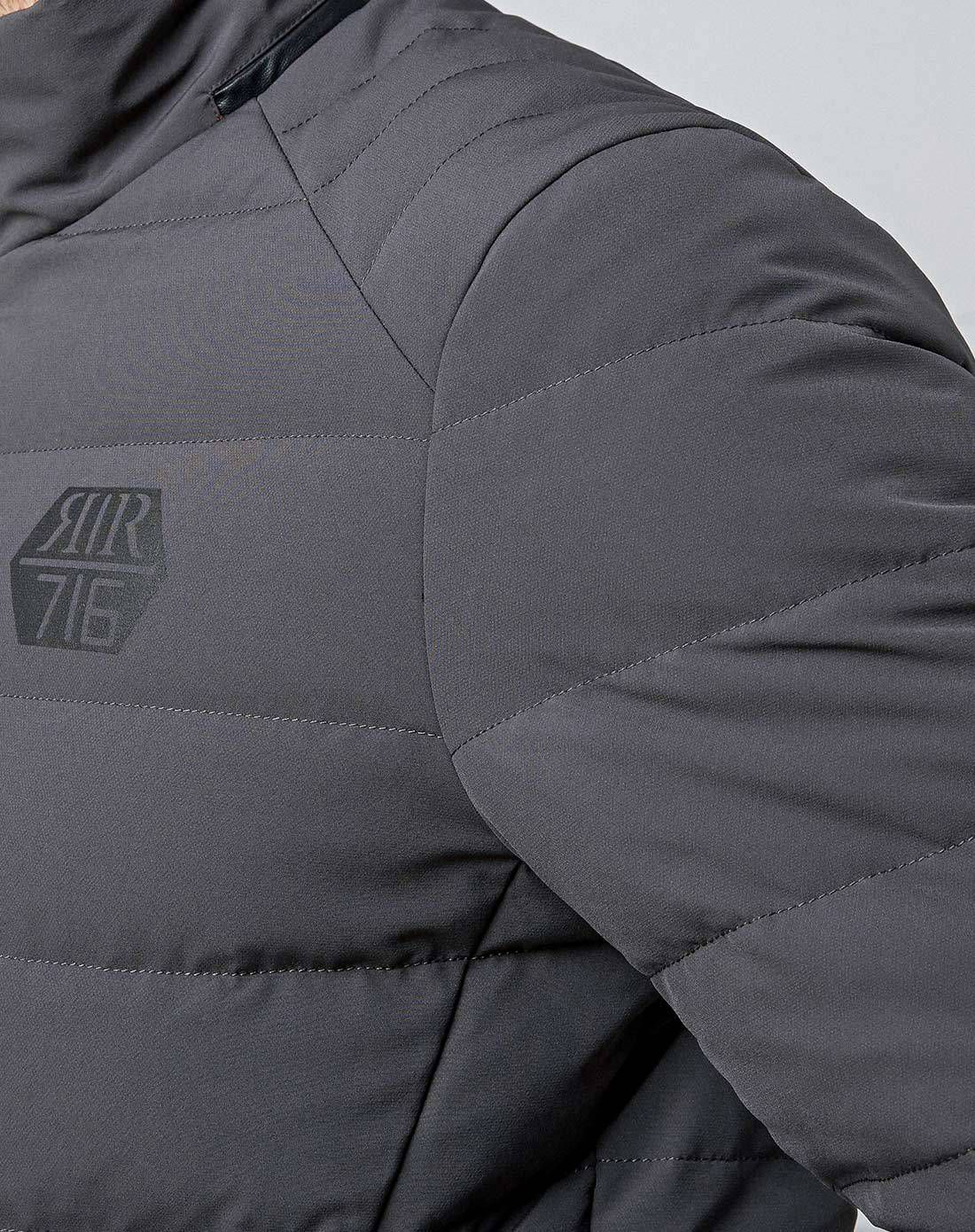 男款立领简约羽绒服新炭灰