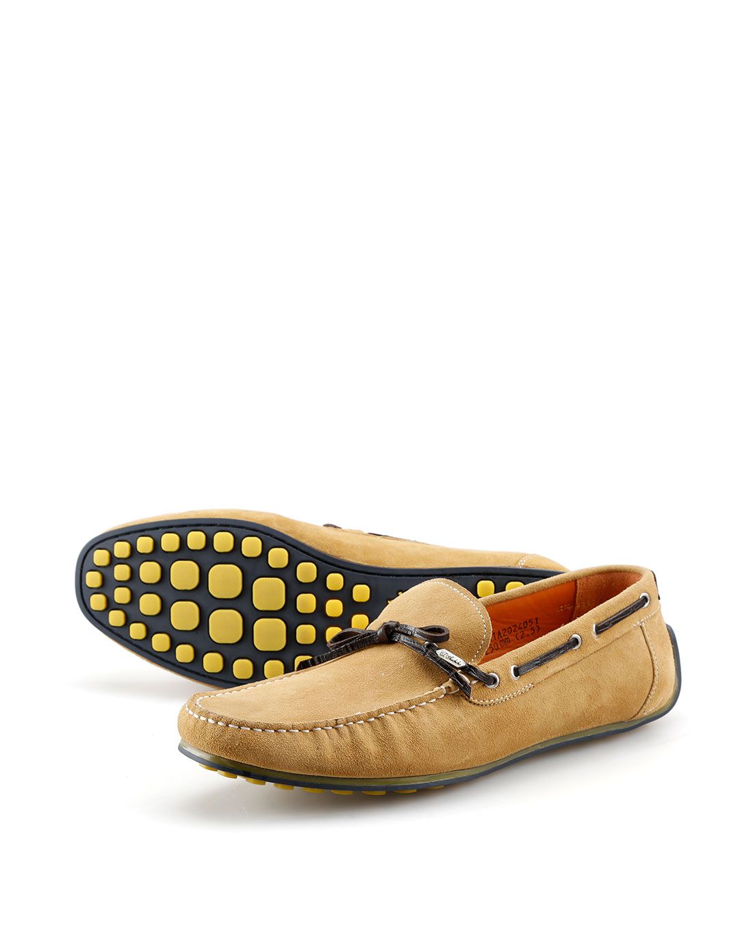 进口 牛绒休闲豆豆鞋黄色