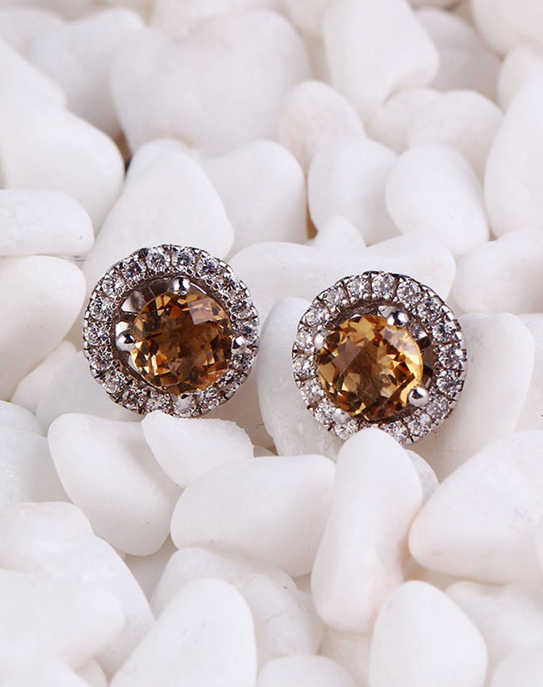 卓凡 黄水晶一款两戴耳钉银锆石耳饰(附证书)