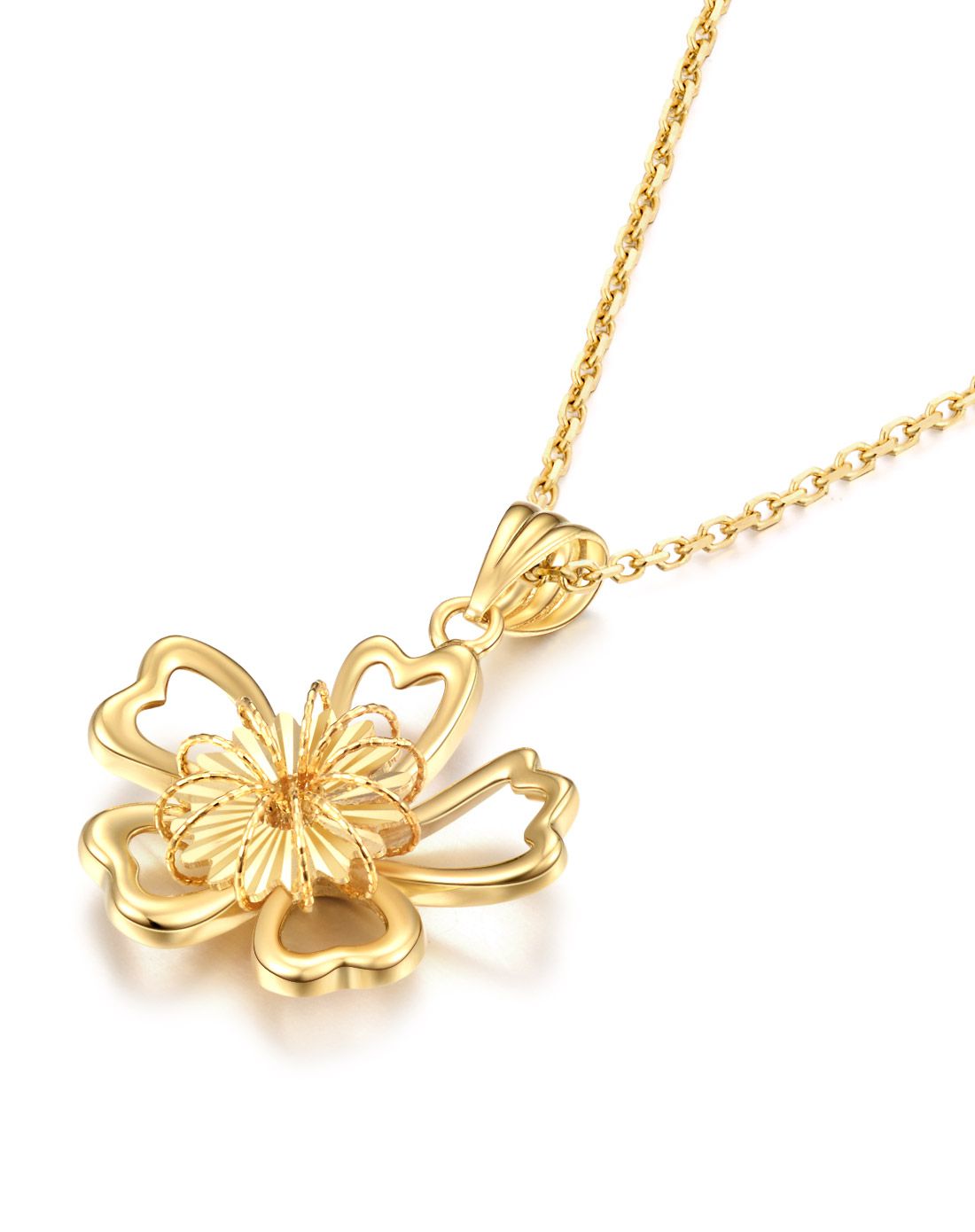 萃华18k金挂坠灿金寒梅吊坠