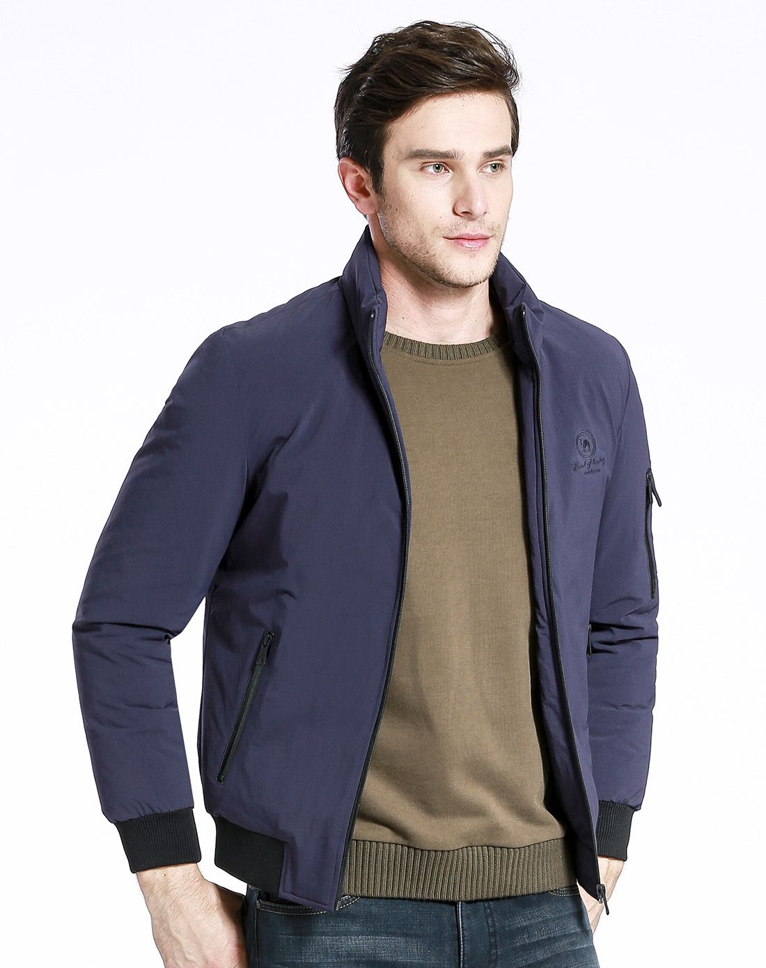 男装秋冬清仓专场时尚百搭 纯色保暖 长袖羽绒服蓝色wy61202382la