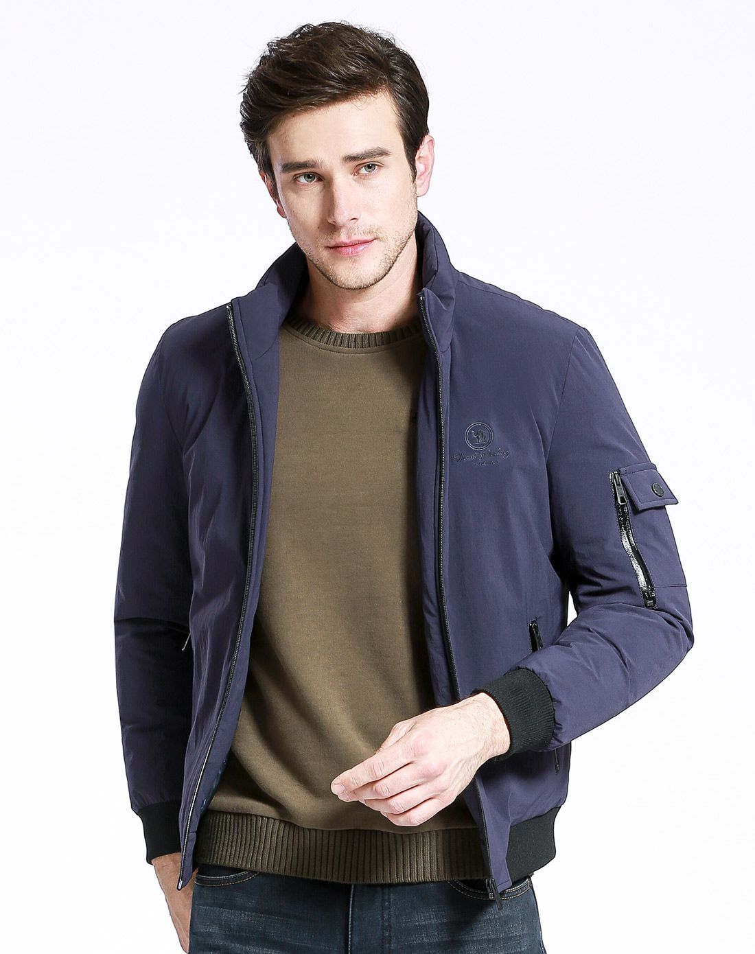 男装秋冬清仓专场时尚百搭 纯色保暖 长袖羽绒服蓝色wy61202382la