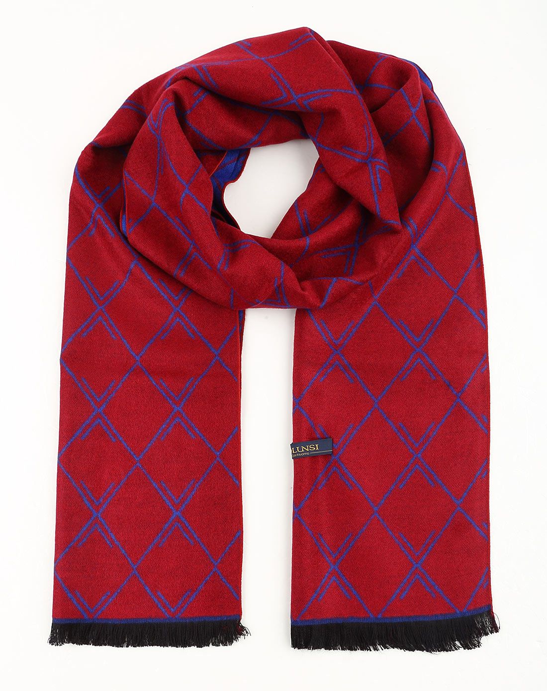 暗红色时尚格纹围巾