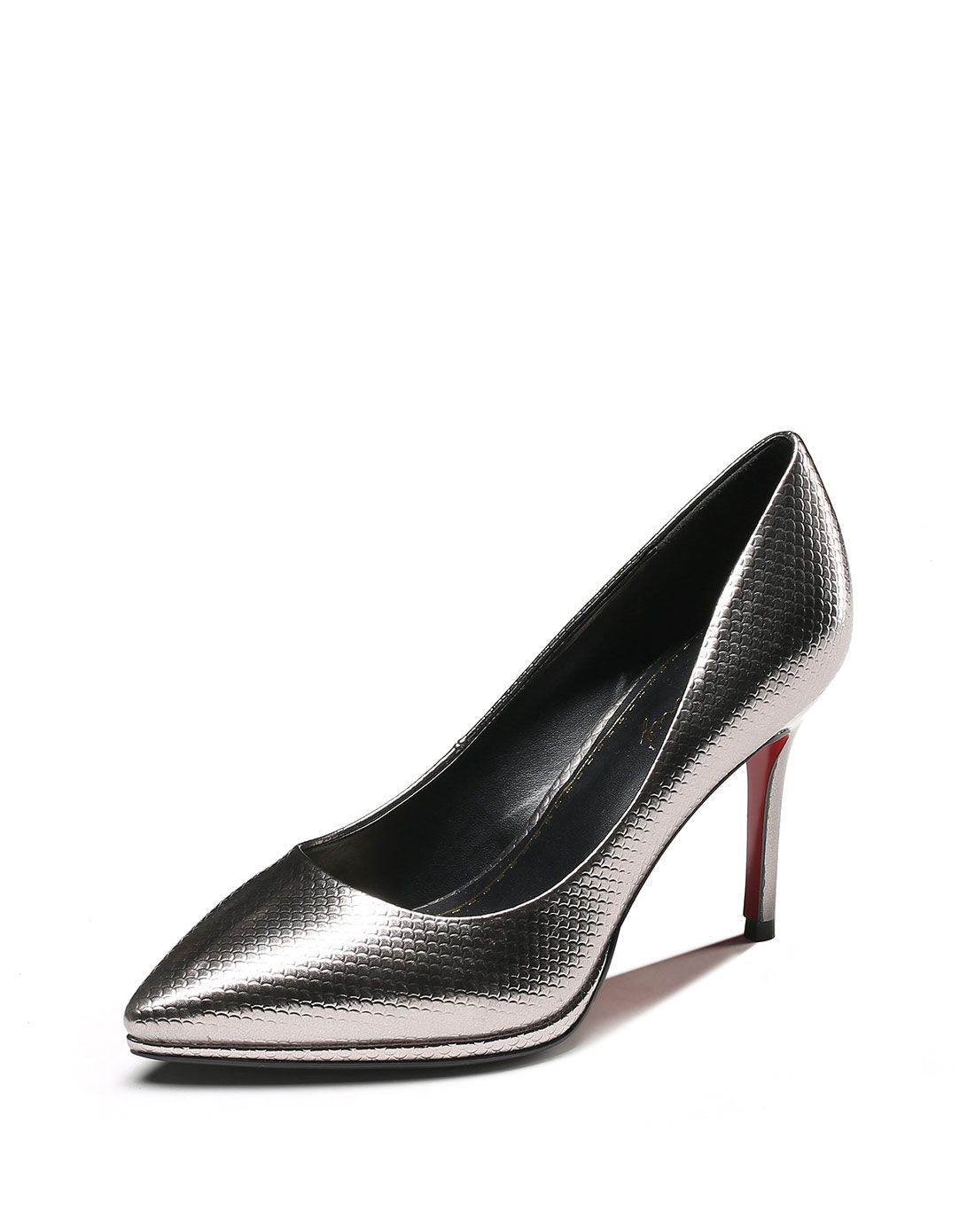 卓诗尼17年春季新款纯色漆皮单鞋黑色