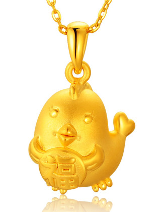 张万福3d硬金金鸡送福吊坠计价201g起