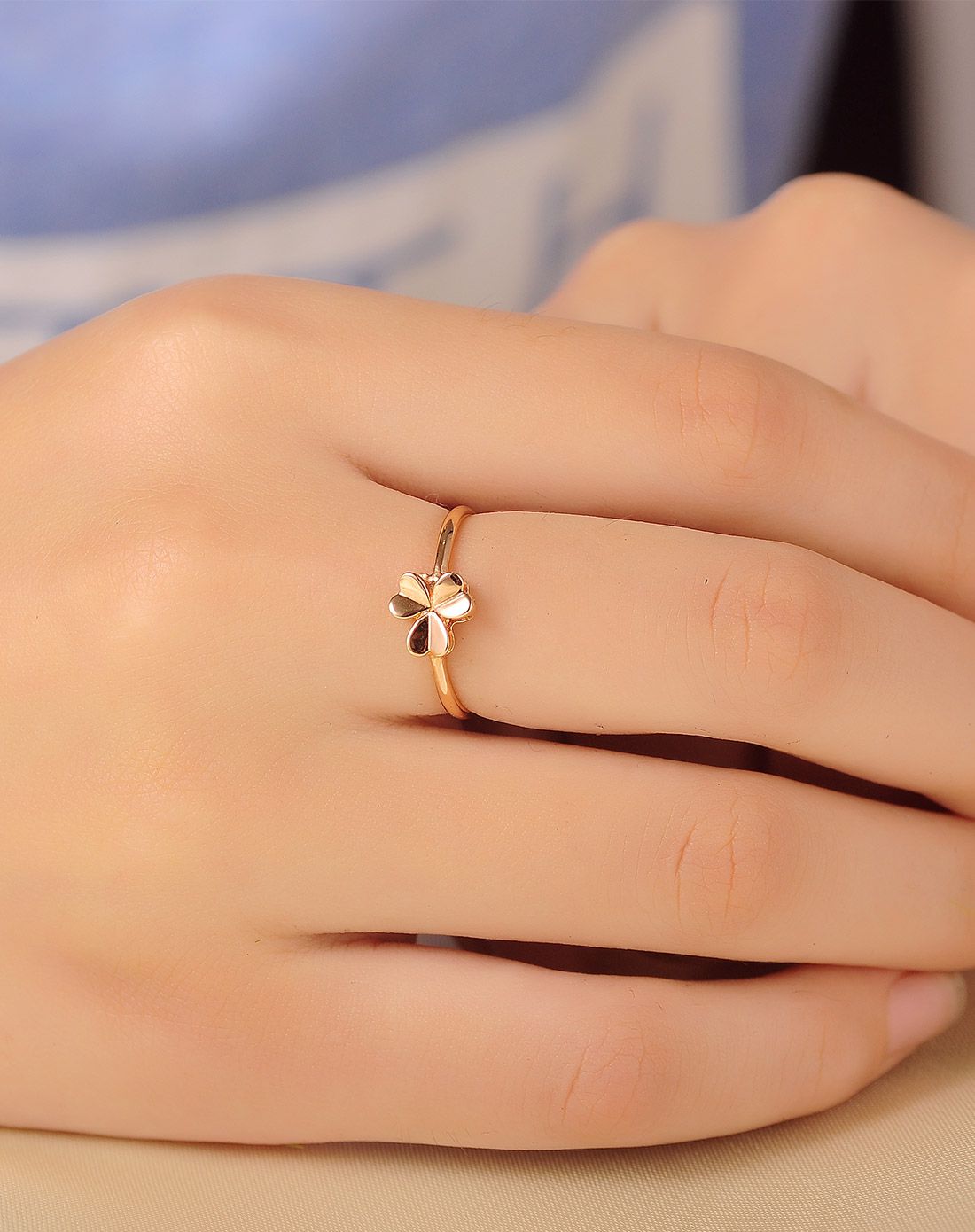 三生缘 张万福18k玫瑰金三叶草戒指(定价)