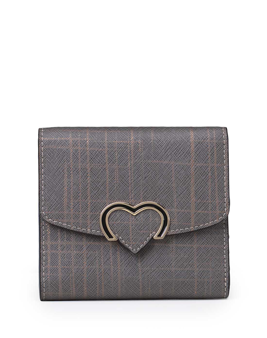 牛皮女士经典条纹短款钱包