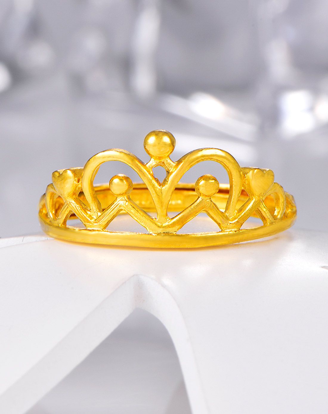 赛菲尔 高贵女王足金9999皇冠活口戒指(计价)3.01g