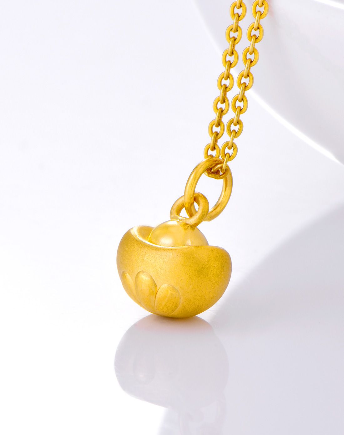 赛菲尔 富贵吉祥元宝3d硬足金吊坠(送银镀黄金链子)定价