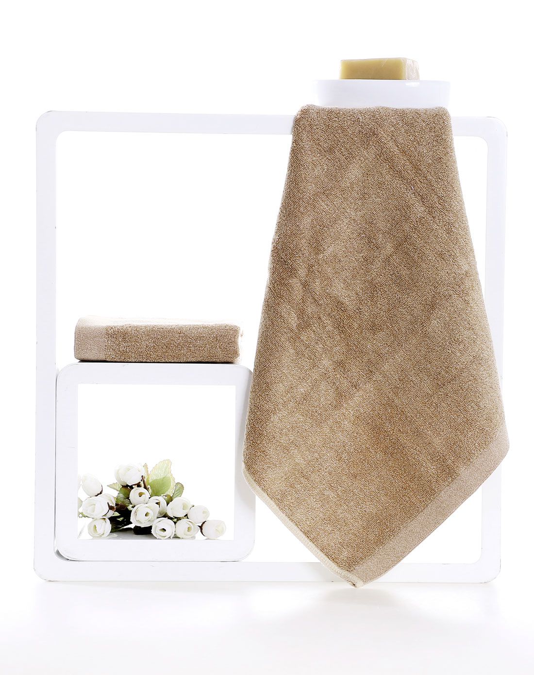 纯棉抗菌防臭强吸水简约素色方巾2条装