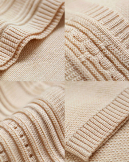 artka阿卡挑孔罗纹圆领清新舒适针织衫