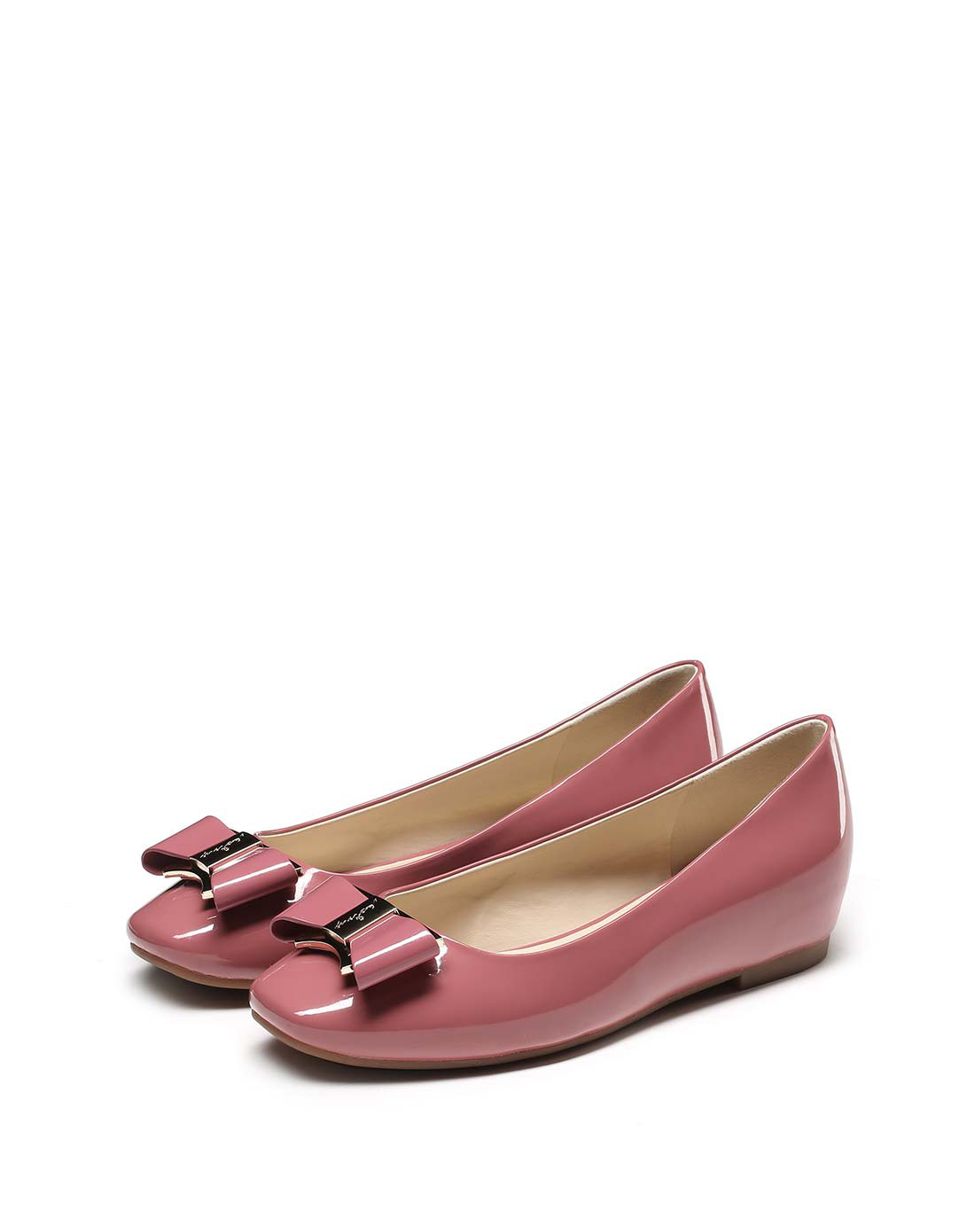 17年春季新款金属漆皮轻便鞋豆沙色