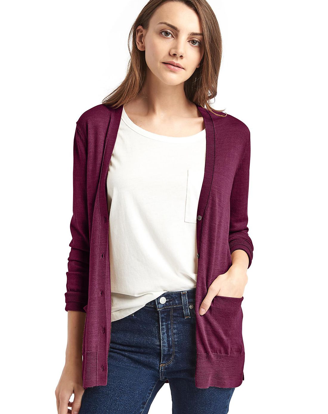 盖璞gap美利奴羊毛多色可选毛衣开衫241455tuscan red_唯品会