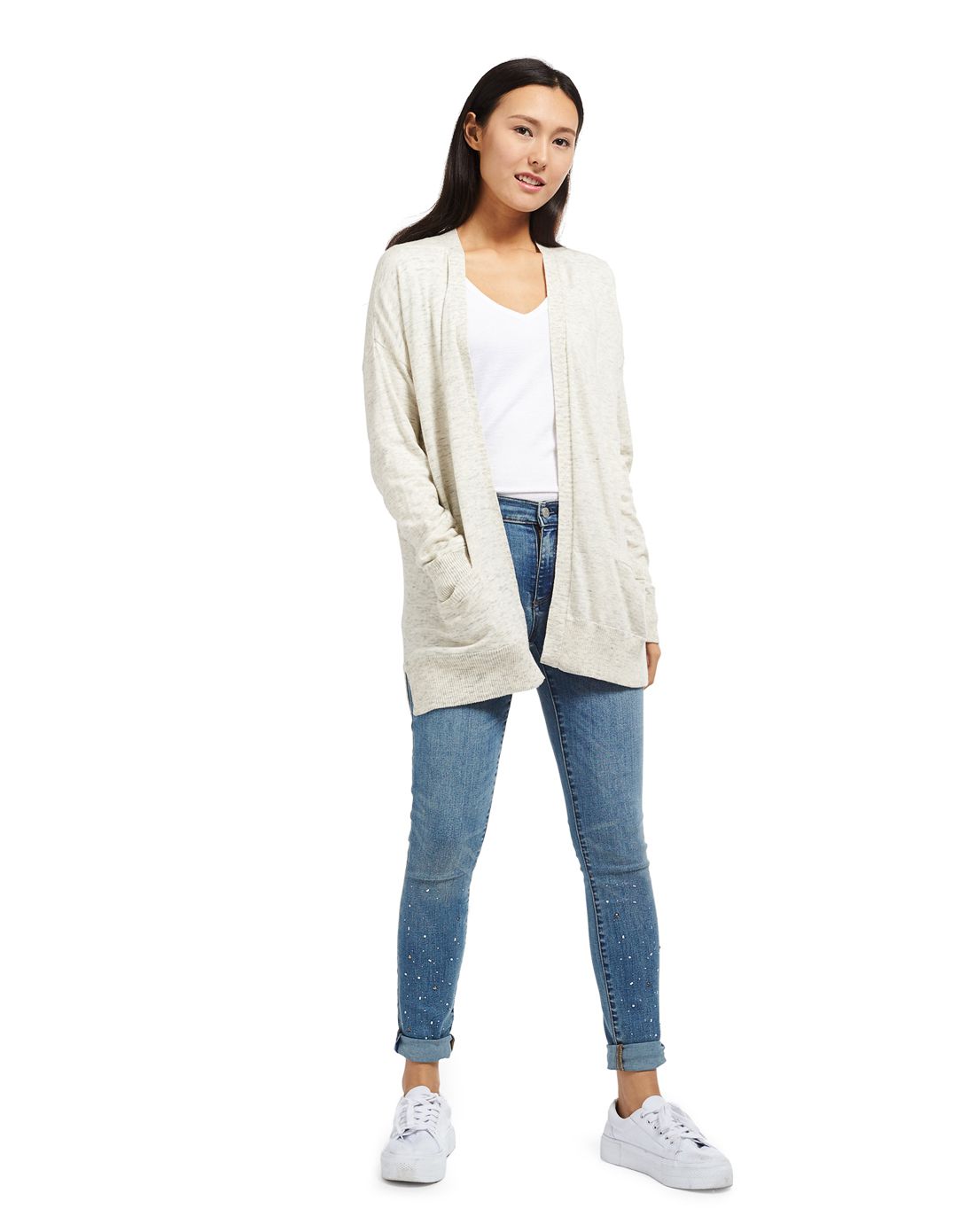 盖璞gap简洁纯色开襟针织衫465640oat heather_唯品会