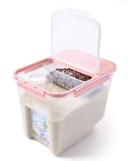 日式透明可视密封米桶 粉色