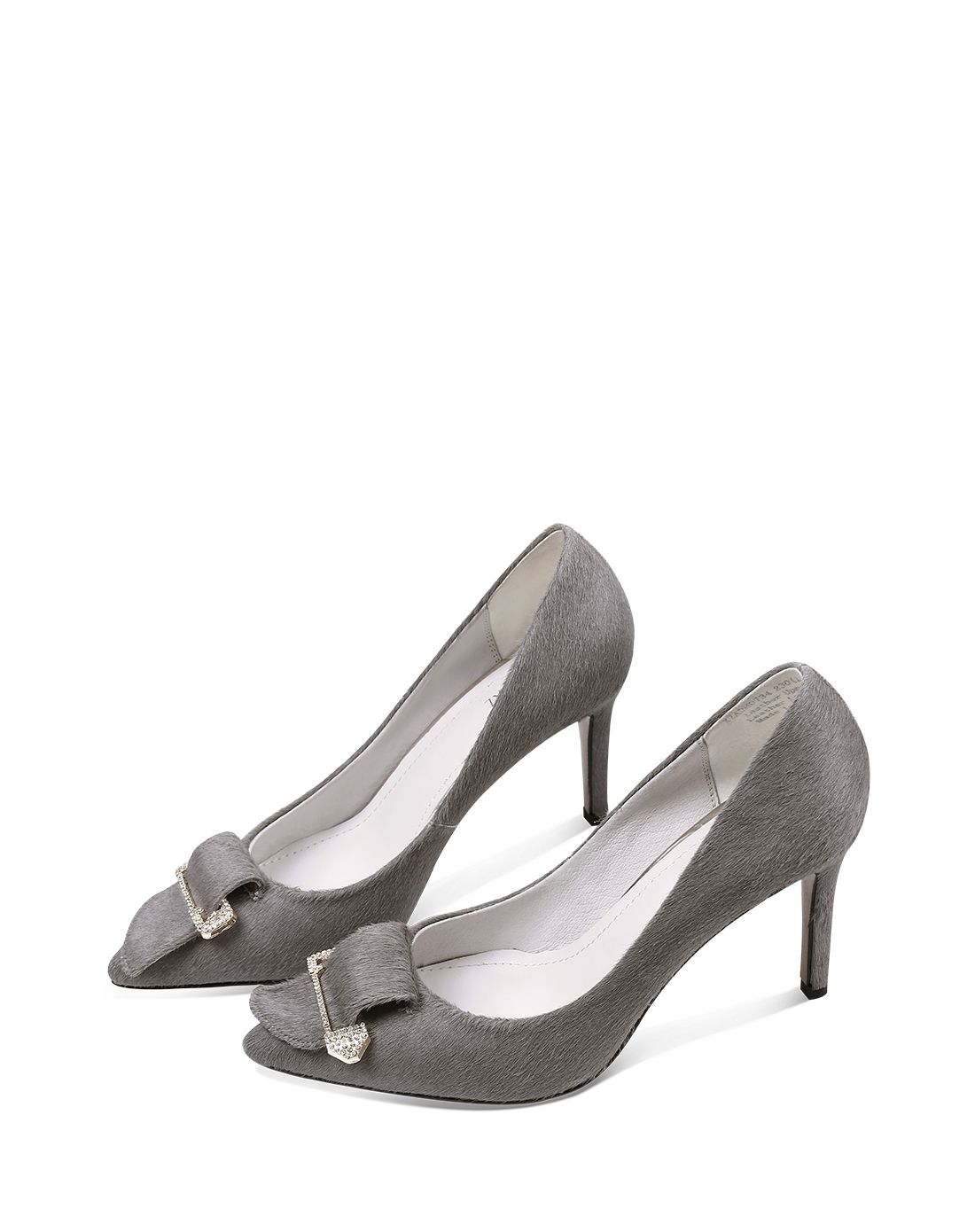 17年春夏新品灰色细跟尖头女款浅口单鞋