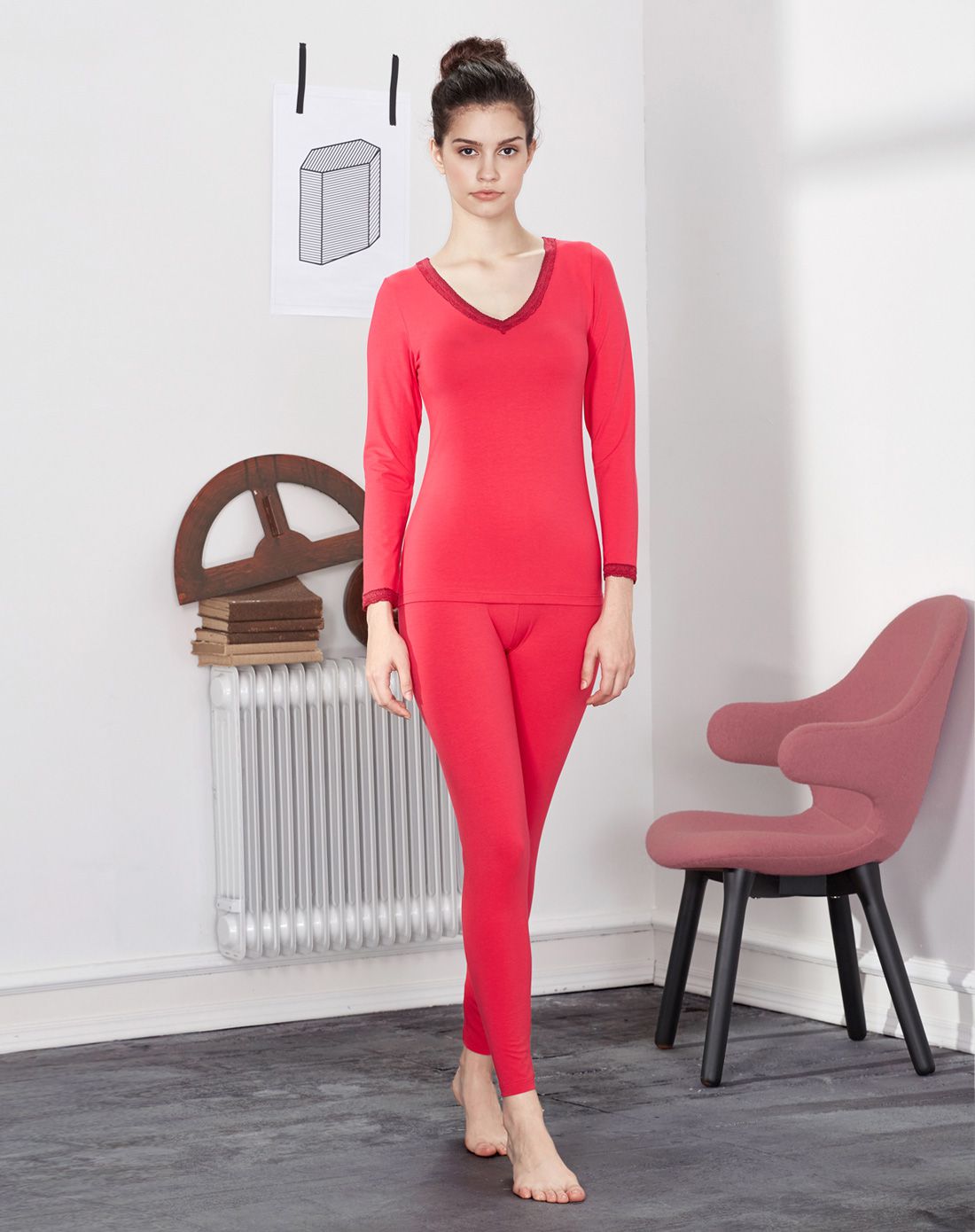 女士莫代尔保暖内衣套装