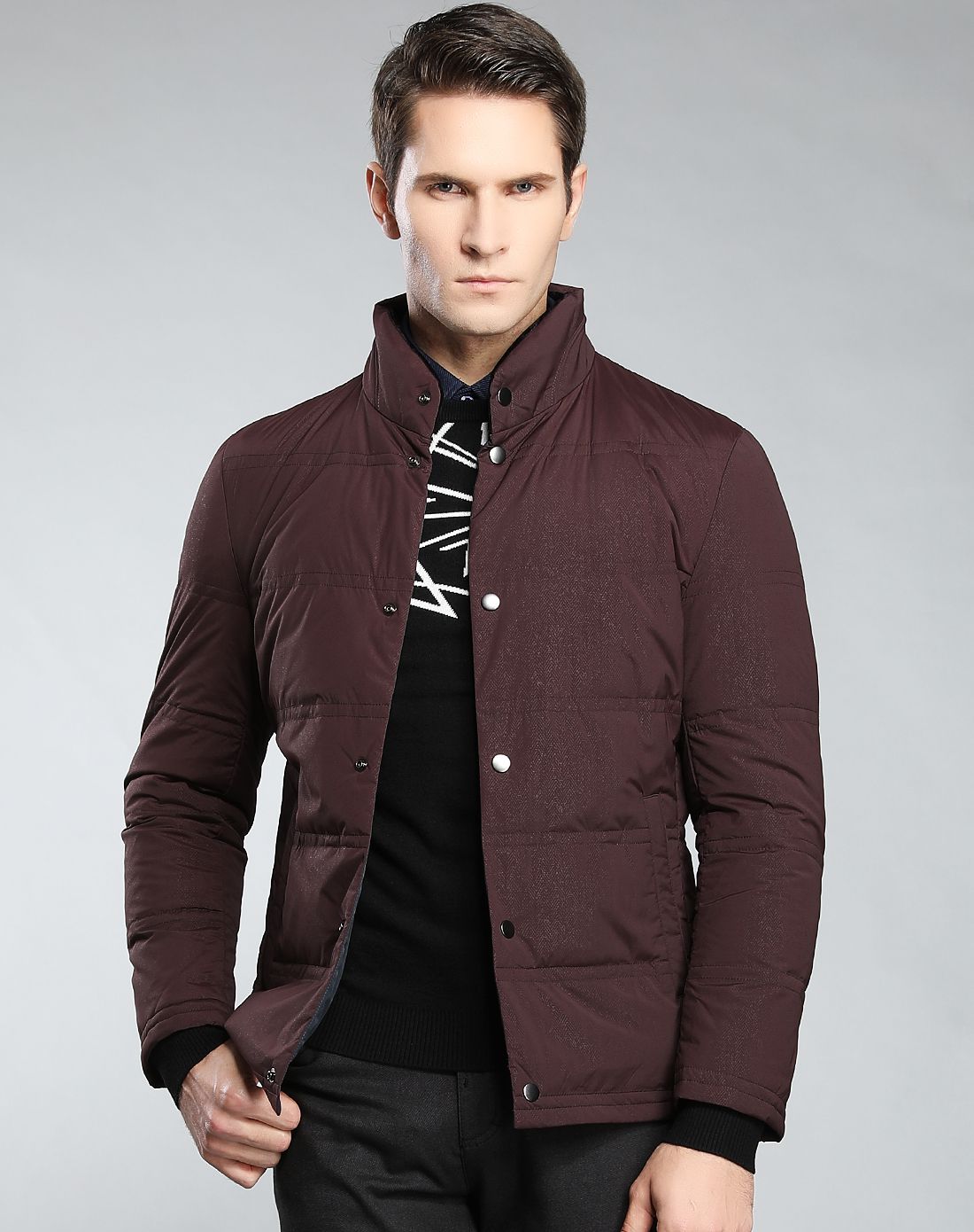 澳伦61多兰立领柔软亲肤防风白鸭绒保暖男式外套男士羽绒服81526039