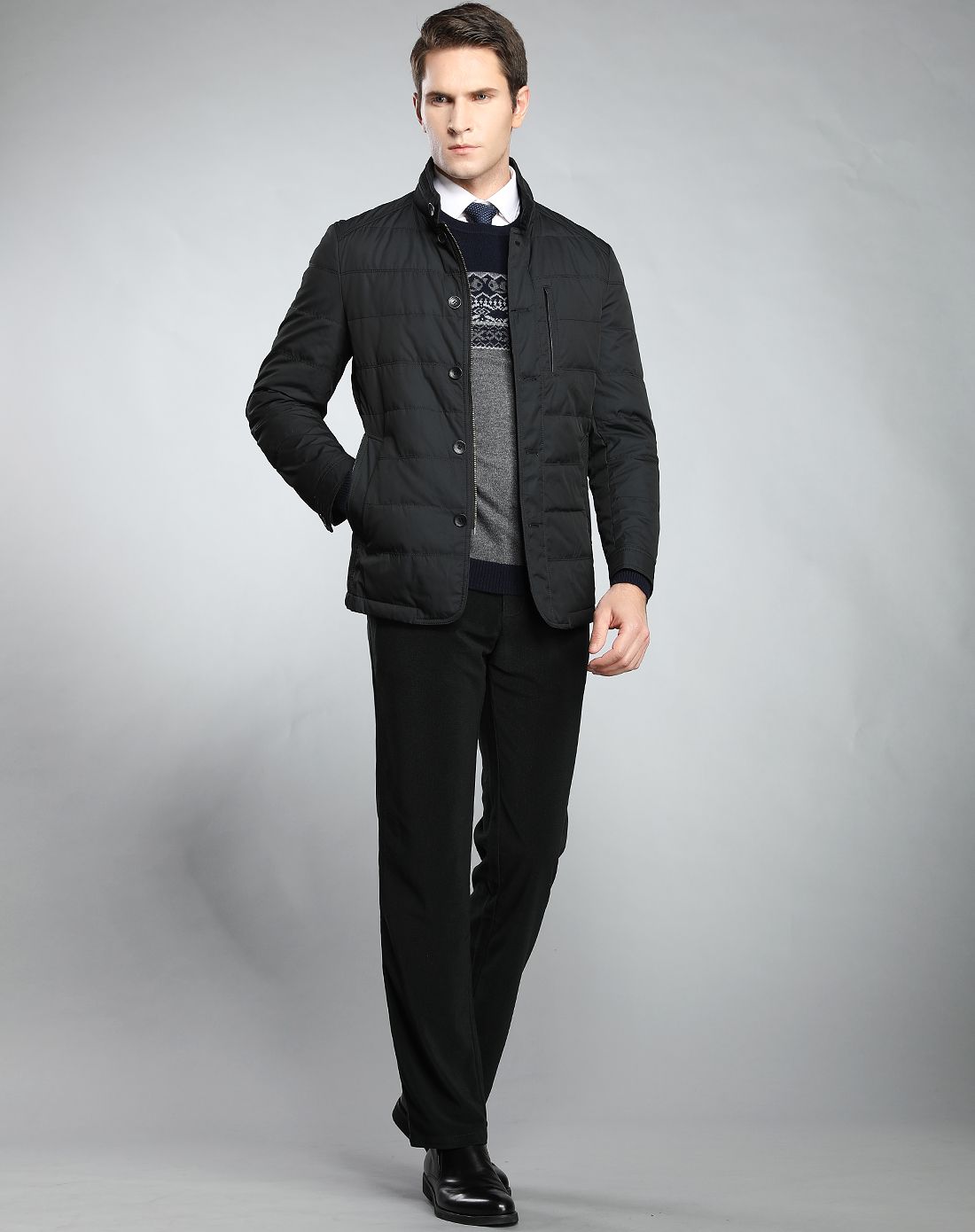 澳伦61多兰aolun duolan黑色百搭时尚长袖羽绒服81626016-190_唯品