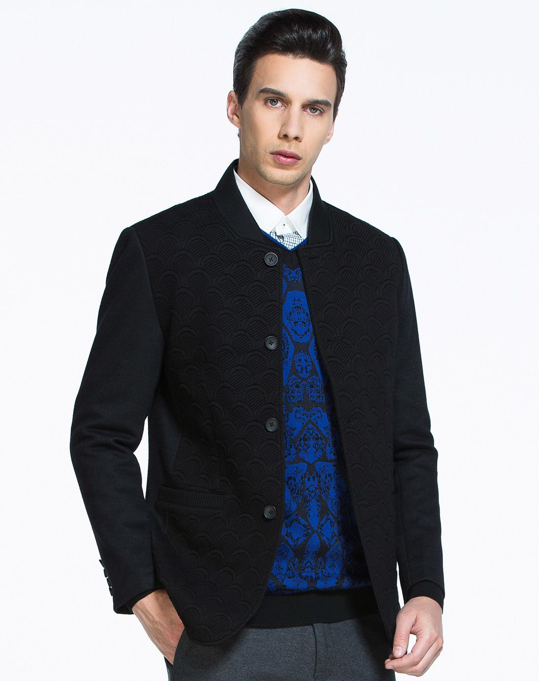 男士秋装时尚相拼百搭长袖外套