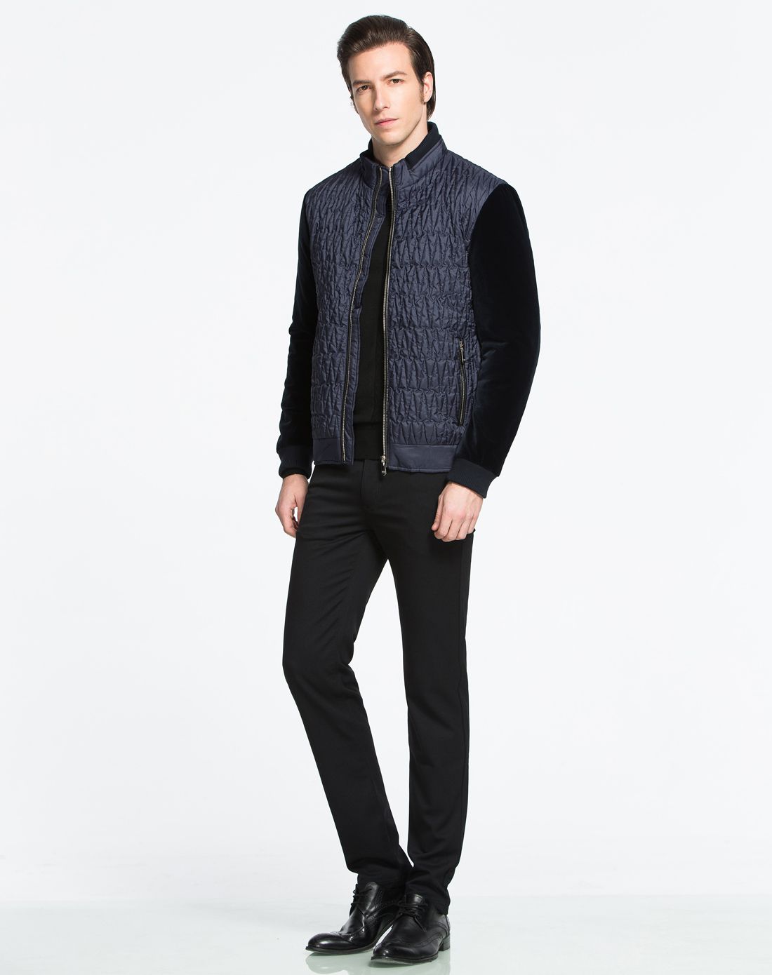 elle homme男装特卖旗舰店(旧)男士时尚经典立领棉衣818518004-038