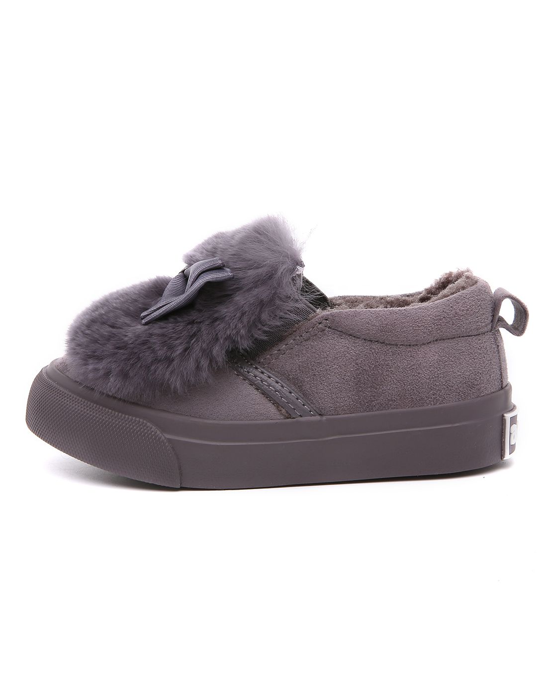 女童保暖加绒蝴蝶结时尚公主鞋(24-38)深灰色