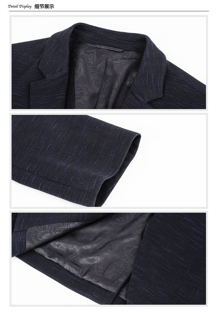 elle homme时尚修身西服藏青色818417012-091_唯品会