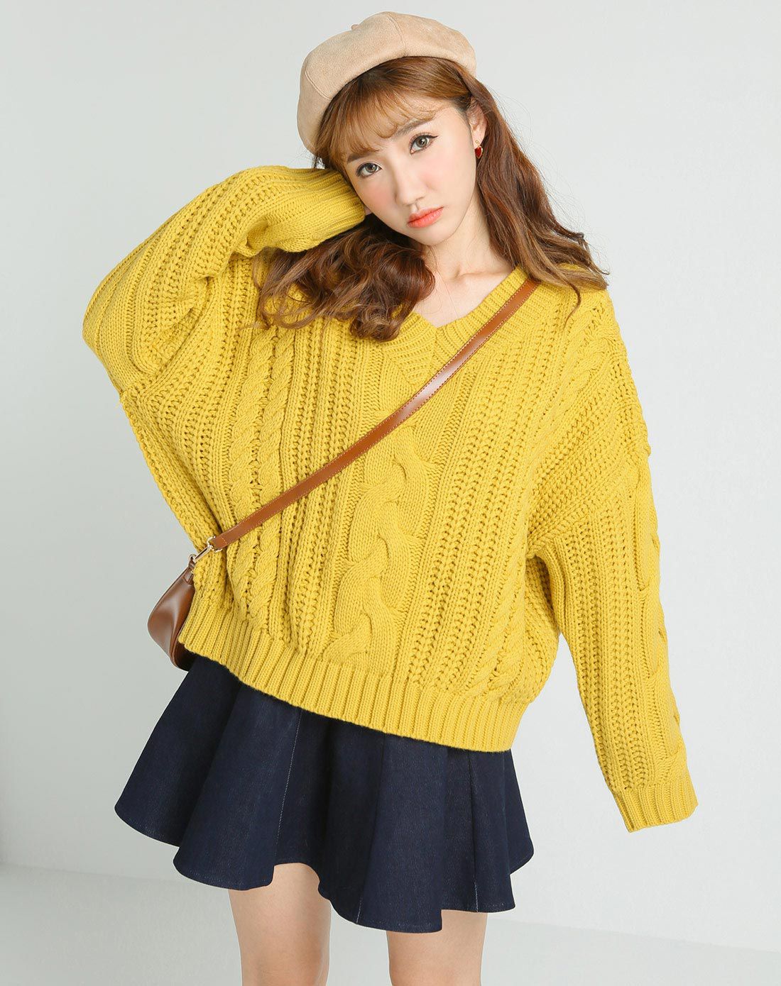 大麻花短款毛衣粉色