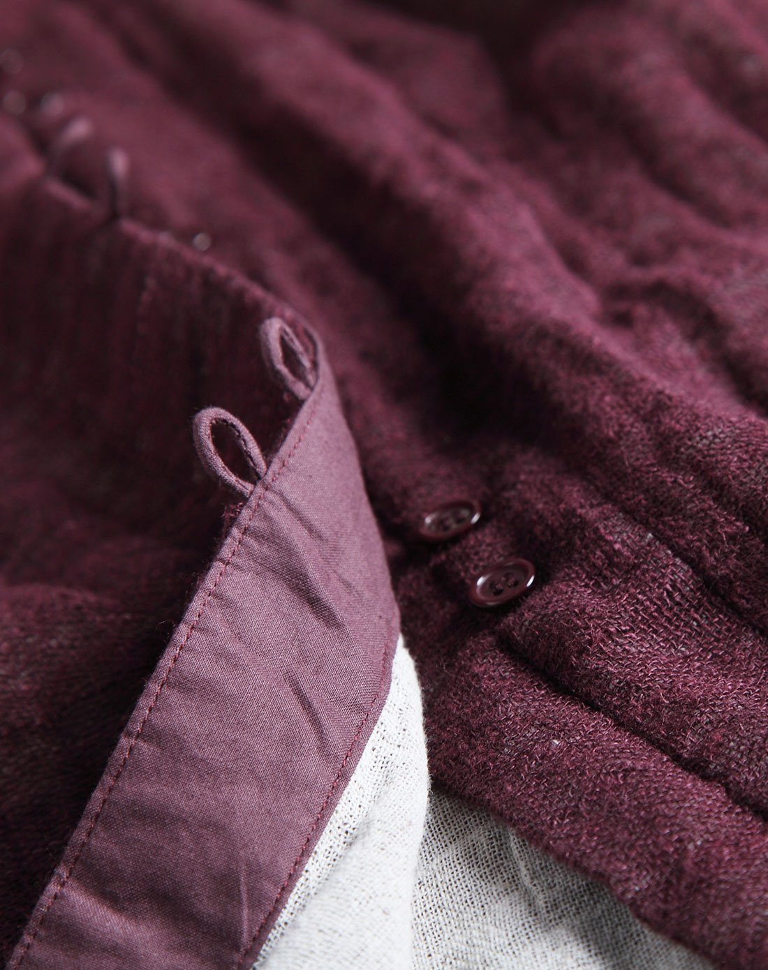 女装春季中长款衬衫酱紫红