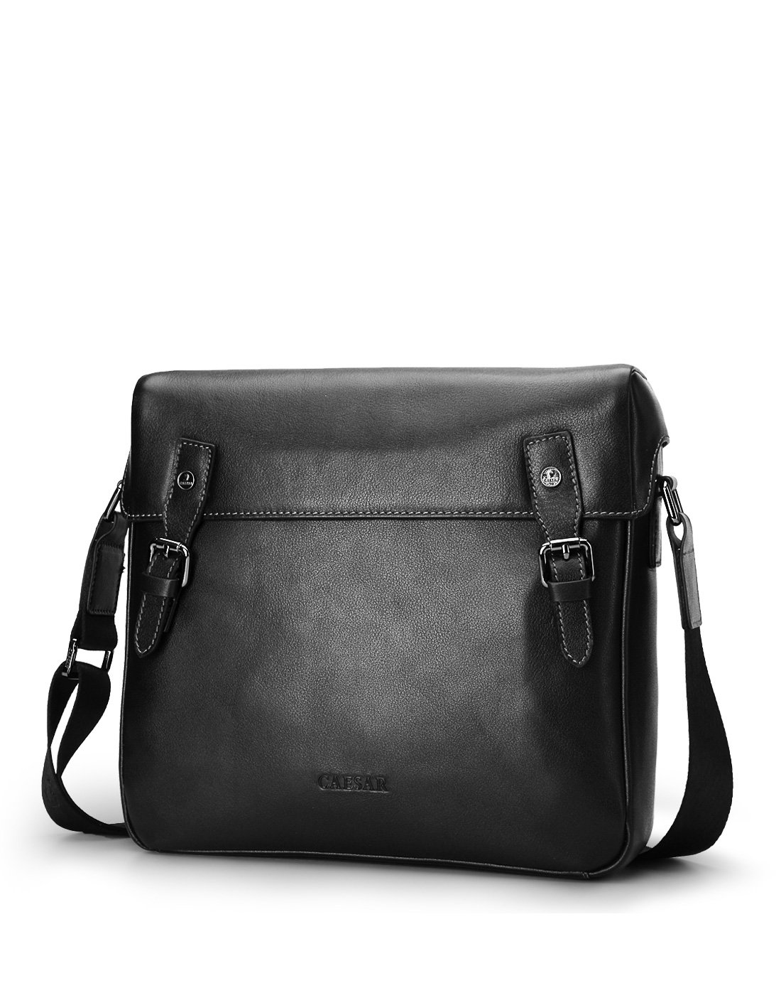 男款黑色牛皮时尚休闲单肩包男士头层牛皮简约时尚商务百搭斜跨包真皮