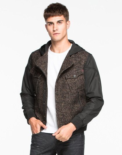 男士秋装时尚休闲羊毛夹克外套