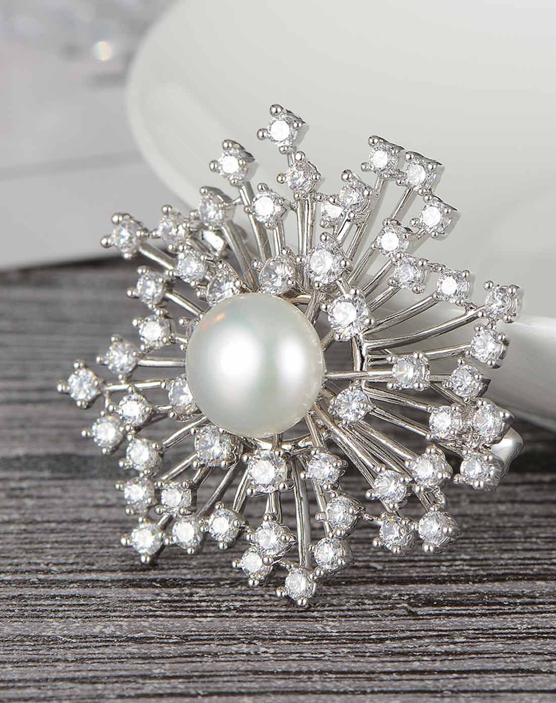 烟花 合金镶淡水珍珠胸针