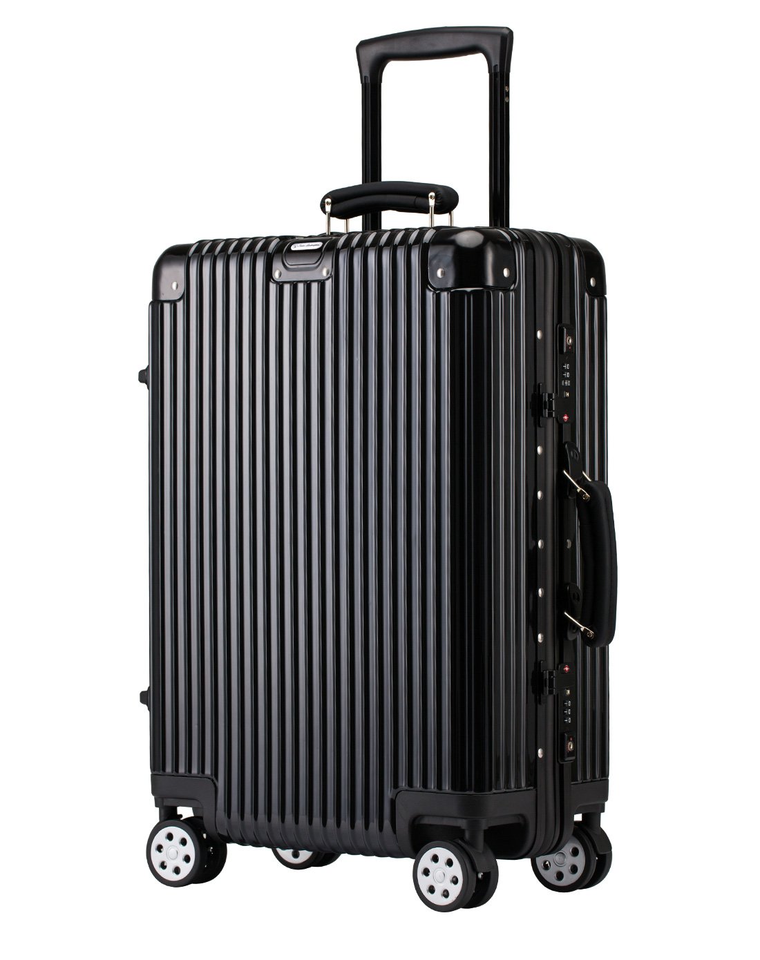 复古风铝制logo牌时尚铝框拉杆箱24寸